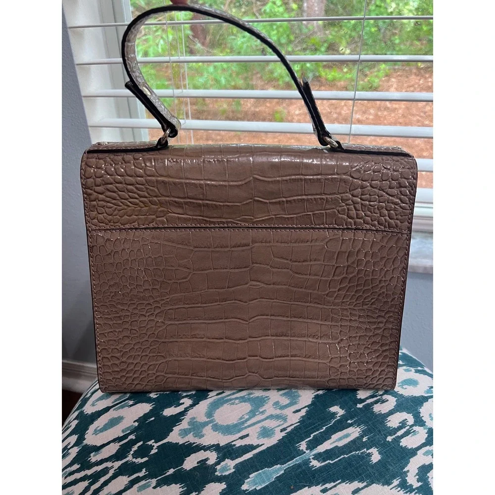 Kate‎ Spade Satchel Top Handle Croc Embossed Leather Handbag Purse